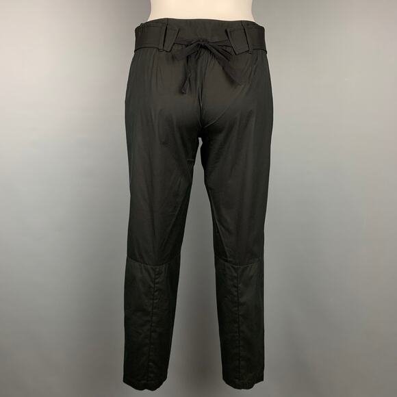 PRADA Size 2 Black Poplin Cotton Blend Belted Casual Pants - Picture 3 of 6